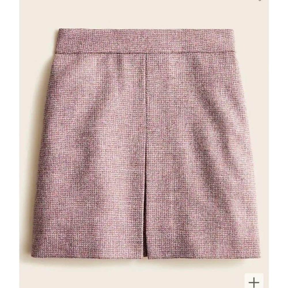 J. Crew Women's Size 2 Wool Pleated Mini Skirt In English Birds Eye Tweed Purple